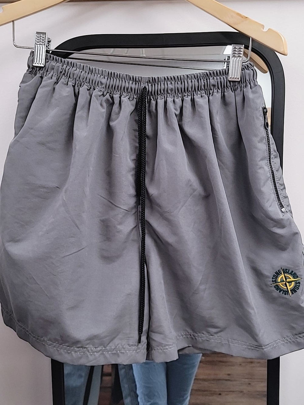 Stone Island Men's Gray Athletic Shorts with Drawstring